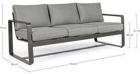 Szara aluminiowa sofa ogrodowa Merrigan – Bizzotto