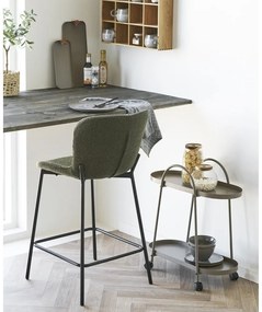 Ciemnozielony tapicerowany hoker (wysokość siedziska 65 cm) Maceda – House Nordic