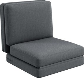 HOMCOM Składany Fotel Podłogowy z Poduszkami, Wandelbar Sofa Podłogowa, do Salonu, Pokoju Gościnnego, Biura, 75 x 268 x 18 cm, Ciemnoszary