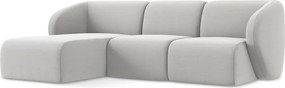 Jasnoszary aksamitny narożnik (lewostronny/z szezlongiem) Lani – Makamii
