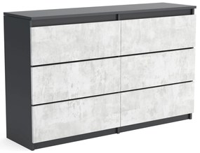 Duża komoda 6 SZUFLAD Szafka 120 cm ARIA Antracyt/Beton