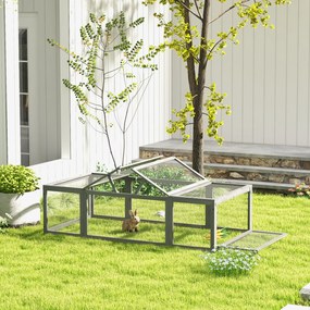 Pawhut Wybieg dla Małych Zwierząt z Otwieranym Dachem Drewno Świerkowe Szary