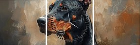 Obraz - Portret Dobrmana (z zegarem) (90x30 cm)
