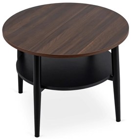Stolik Kawowy Okrągły PAULO 60 cm Orzech/Czarny Nowoczesny Loft