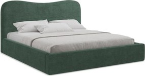 Zielone tapicerowane łóżko dwuosobowe ze schowkiem i stelażem 160x200 cm Kahai – Makamii