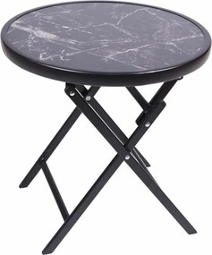 Stolik bistro ogrodowy, składany, Ø 45 cm, czarny marmur