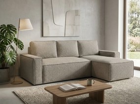 Rozkładana narożna sofa SMART BOUCLE 232x143 cm, szarobeżowa, uniwersalna