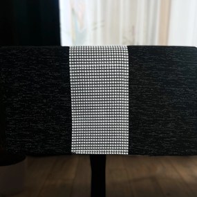 Bieżnik z cyrkoniami glamour antracytowy na stół ozdobny - 40x140 cm