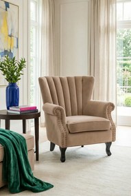 Beżowy nowoczesny fotel wypoczynkowy E5-N34