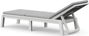 Jasnoszary plastikowy/tapicerowany regulowany składany leżak ogrodowy Atlas – Keter