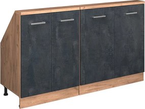 Szafka kuchenna na dach skośny czarny beton 140x46x81.6 r-line