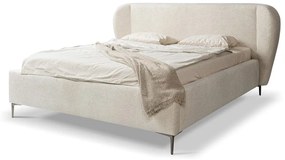 Beżowe tapicerowane łóżko dwuosobowe ze stelażem 180x200 cm Makana – Makamii