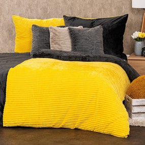 4Home Pościel mikroflanela Stripe żółty, 140 x 200 cm, 70 x 90 cm