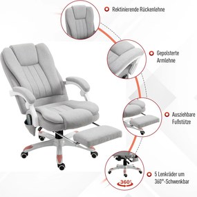 Vinsetto Ergonomiczny fotel biurowy Fotel biurowy z masażem Regulowane siedzisko Maksymalne obciążenie 120kg Szary | Aosom PL