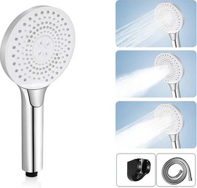 NETTLIFE Okrągły niklowy oszczędzający wodę prysznic ręczny z 3 strumieniami