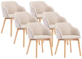 Zestaw 6 krzeseł - tkanina i drewno kauczukowe - kolor beżowy - JELISA