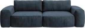 Ciemnoniebieska rozkładana sofa z tkaniny szenilowej 275 cm Kuki – Makamii