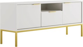 Stojąca szafka pod TV z szufladą 135 cm biały + złoty S9-K35