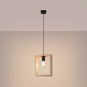 Lampy wiszące skandynawski Zodiara, stal/drewno - 1 źródło światła 3000K - L.24 x H.133 cm - naturalne drewno