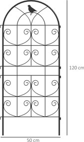 Metalowa Pergola Outsunny, Zestaw 2szt. do Wbijania, Odporna na Rdzę, z Motywem Ptaków na Rośliny Pnące 50x120 cm, Czarna