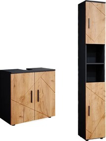 Zestaw mebli łazienkowych złoty dąb power/antracyt 30x30x192 irma