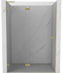 Mexen Lunar L drzwi prysznicowe uchylne lewe 135 cm, transparent, złote szczotkowane - 834L-135-000-55-00-L