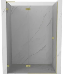 Mexen Lunar L drzwi prysznicowe uchylne lewe 135 cm, transparent, złote szczotkowane - 834L-135-000-55-00-L