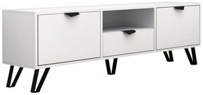 Szafka RTV 2-drzwiowa z 1 szufladą i 1 wnęką - Biały i Czarny - CARDELIA