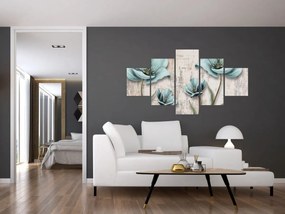 Obraz - Kwiaty na teksturze (125x70 cm)