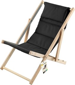 KADAX Leżak plażowy z poduszką Troia, czarny