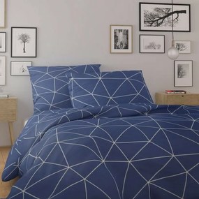 Kvalitex Bawełniana pościel Nordic Grid niebieski, 140 x 200 cm, 70 x 90 cm