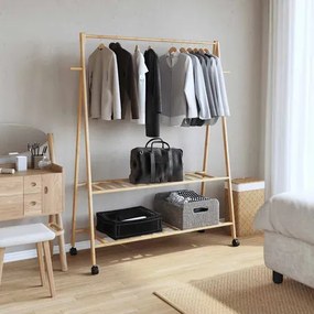 Wieszak stojący na ubrania z półkami i kółkami 132cm - Tempra 4X