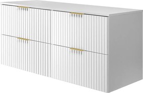 Szafka pod umywalkę, Biały, 120 (2 x 60) x 57 x 46 cm, uchwyt złoty + Blat