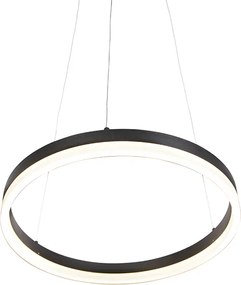 Designerska lampa wisząca czarna 40 cm z wbudowanym LED o 3-stopniowym ściemnianiu - Anello