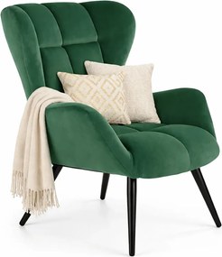 Zielony welurowy fotel uszak D6-F50