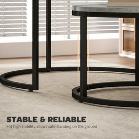 HOMCOM Nowoczesny zestaw stolików kawowych 2 szt., nakładane stoliki z metalowym stelażem do salonu, sypialni, biura, Szary | Aosom PL