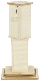 PawHut 3-w-1 Drapak z torem do zabawy, piłką, sizalem, do 5 kg, 34 x 34 x 67 cm, Dąb/Krem