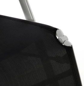 Leżak krzesło ogrodowe składane z wysokim oparciem i podnóżkiem czarne