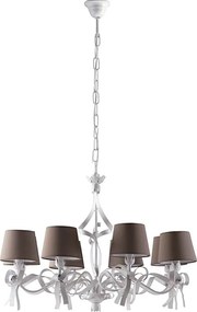 Lucy żyrandol białe żelazo z gołębioszarymi kloszami PVC, 8 lamp, Ø84 cm