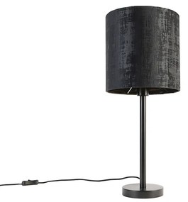 Nowoczesna lampa stołowa czarna z abażurem czarnym 25 cm - Simplo Nowoczesny Oswietlenie wewnetrzne