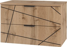 Szafka pod umywalkę nablatową Wood 01, dąb wotan, 80 cm - zestaw 1