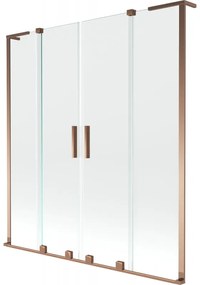 Mexen Velar L Duo parawan nawannowy 2-skrzydłowy rozsuwany 150 x 150 cm, transparent, różowe złoto - 896-150-003-02-60