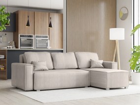 Rozkładana narożna sofa SMART COSARO jasno-beżowa, dwustronna + 2 poduszki GRATIS