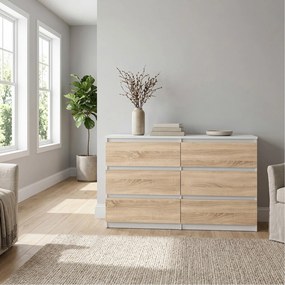 Komoda NUDO 120 cm do Salonu Sypialni 6 Szuflad Biały