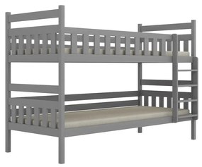 Łóżko piętrowe BARTEK 180x80 szare drewniane trzyosobowe KOCOT KIDS