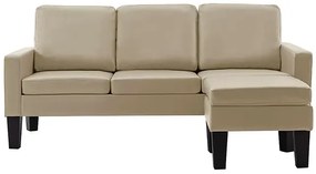 3-osobowa sofa z ekoskóry z podnóżkiem cappuccino - Lencor 4Q