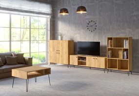 Witryna na metalowych nogach w stylu loft dąb craft - Zorina 11X