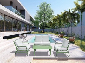 Zestaw mebli ogrodowych "Queens" z metalu - 4 miejsca - Zielony/Biały