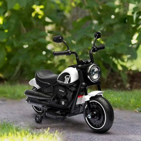 HOMCOM Elektryczny motocykl dla dzieci, reflektor LED, odpinane kółka boczne, wygodne siedzenie, Czerwony/Czarny | Aosom PL
