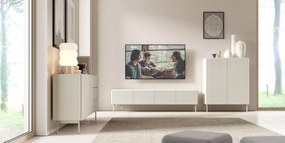 Szafka RTV Tiana 4 drzwiowa 195 cm – nowoczesna szafka pod telewizor z ryflowanymi frontami